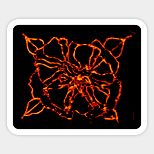 FIRE ORANGE GLASS ROSE Sticker